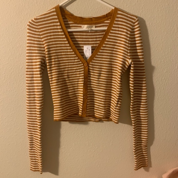 PacSun Yellow and White Striped Button Up - Picture 2 of 4